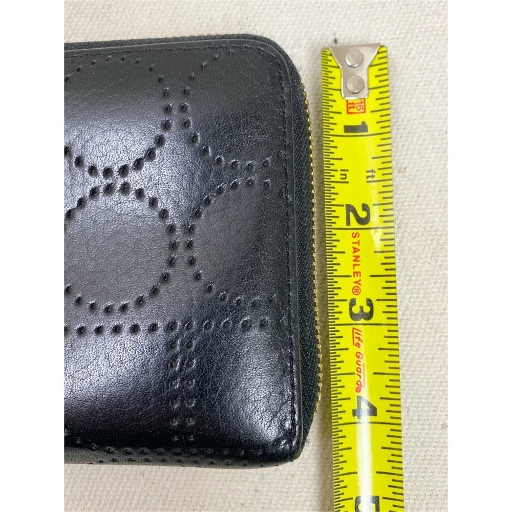 Kate Spade Black Perforated Leather Zip Around Wallet